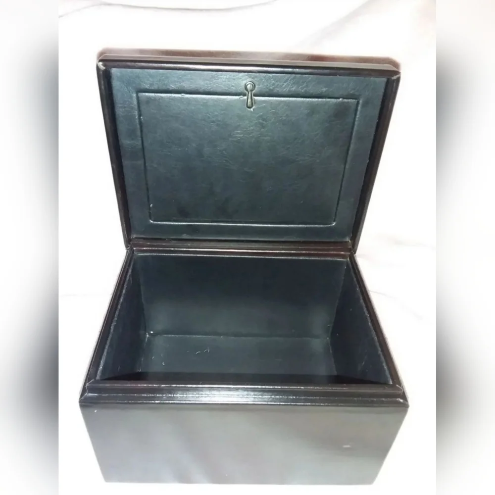 Vintage 1998 Restoration Hardware Black Leather Picture Box Storage Home Decor